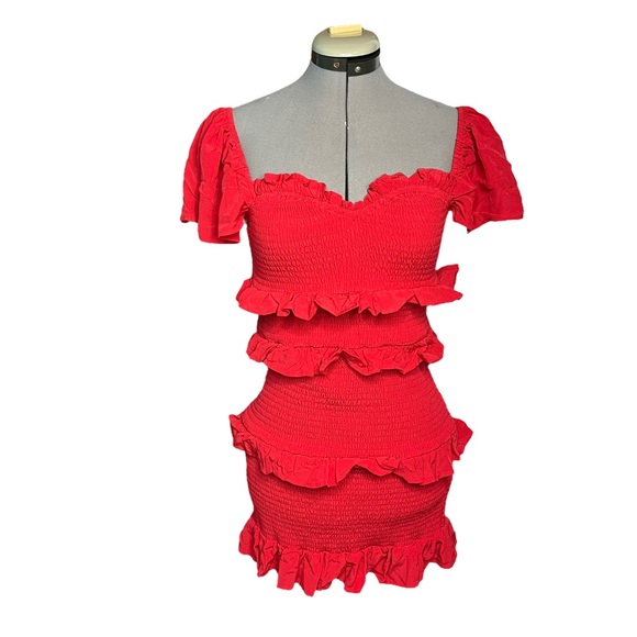 Lovers + Friends Kace Ruffle Mini Dress Red New With Tags Size Medium - Picture 3 of 8